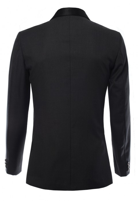 เสื้อสูทสีเทาเข้ม ตัดต่อปกดำ