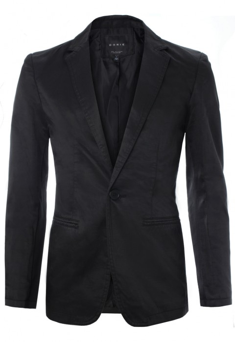 แจ็คเก็ตสูทสีดำกระดุมเม็ดเดียว