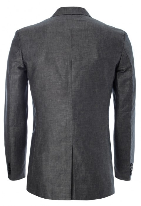 เสื้อแจ็คเก็ตสูทสีเทาซับในดำ