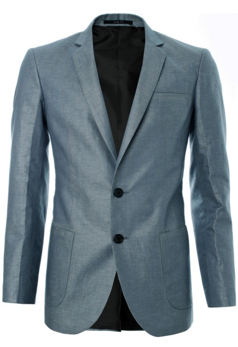 เสื้อแจ็คเก็ตสูทสีน้ำเงินซับในดำ