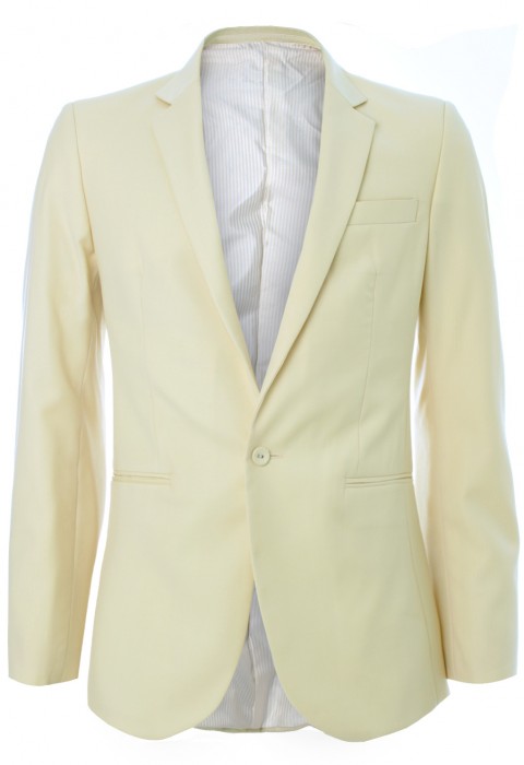 เสื้อสูทผ้าวูลสีเหลืองพาสเทล