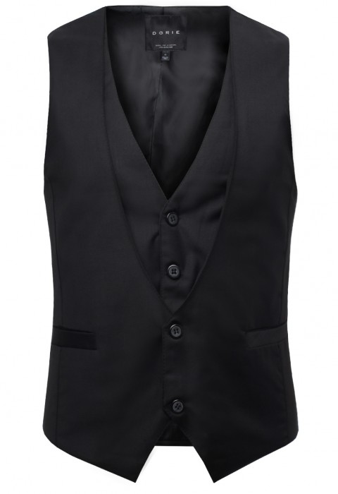 เสื้อกั๊กสีดำตัดต่อชิ้นหน้า