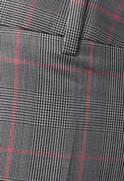 กางเกงขายาว ลายตารางสีชมพู ผ้าวูล 100%