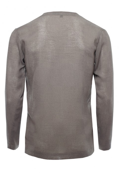 เสื้อคอวีแขนยาวสีน้ำตาลเทา