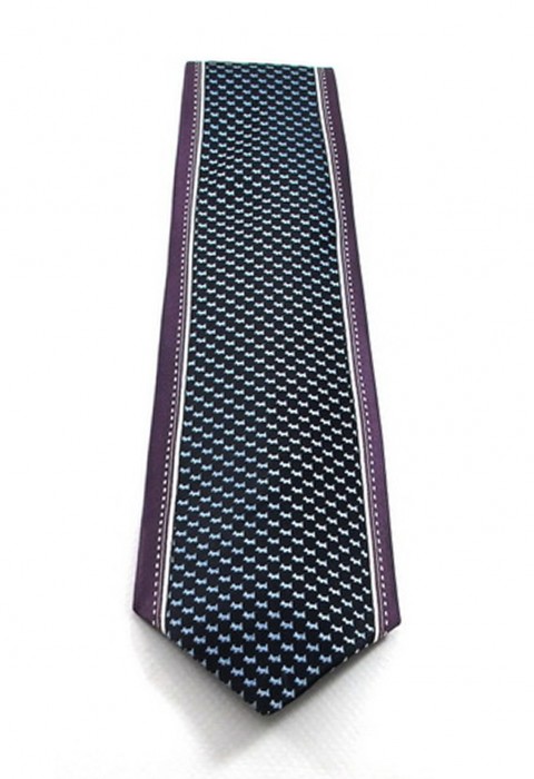 เนคไทลายสุนัขขอบสีม่วง