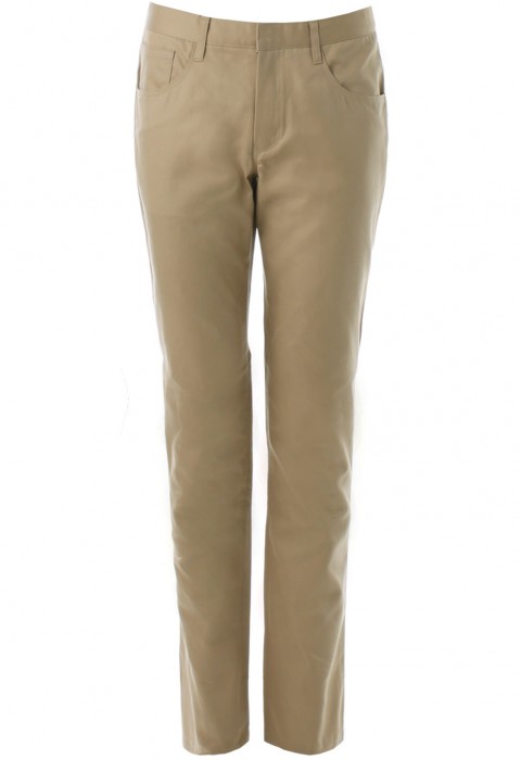 กางเกงสีกากีกระเป๋าทรงโค้ง ขากระบอกเล็ก