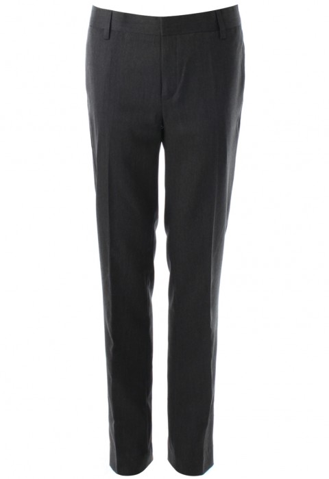 กางเกงสีเทาทรงกระบอกผ้าลายก้างปลา