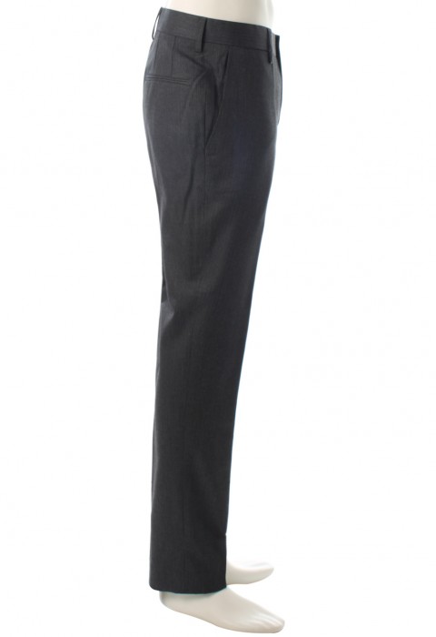 กางเกงทรงกระบอกสีเทาผ้าทอริ้วลายทาง