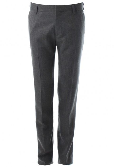 กางเกงสีเทาทรงกระบอกกระเป๋าเจาะ