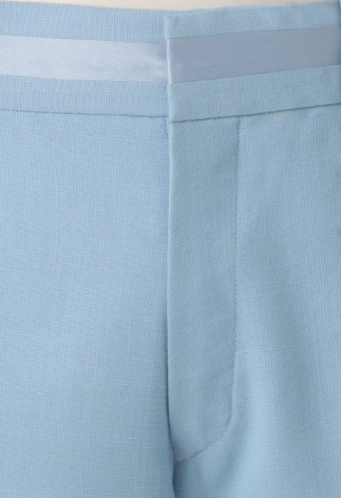 กางเกงสีฟ้าตัดต่อผ้าซาติน