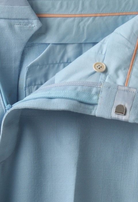 กางเกงสีฟ้าตัดต่อผ้าซาติน