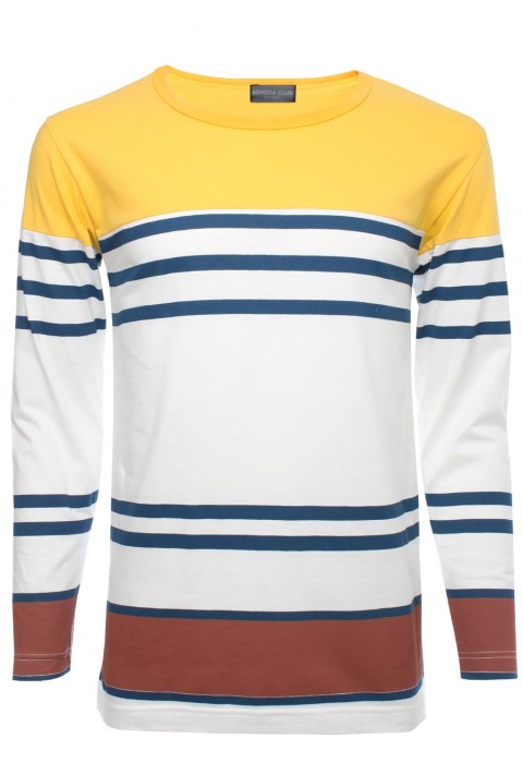 เสื้อยืดแขนยาวพิมพ์ลายเสินสลับสี