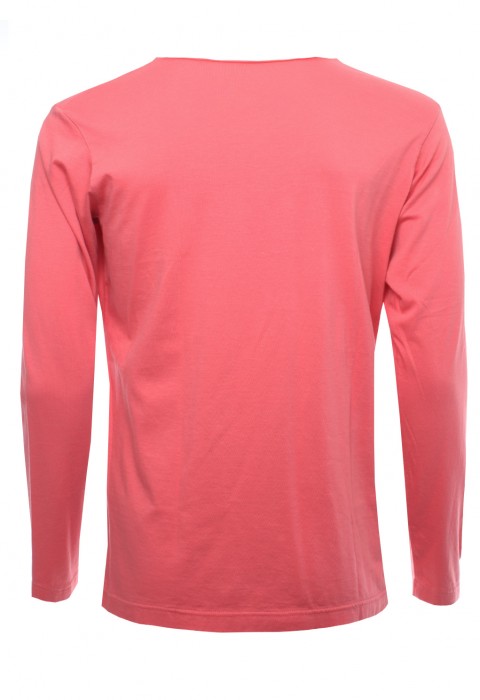 เสื้อยืดคอวีแขนยาวสีชมพู