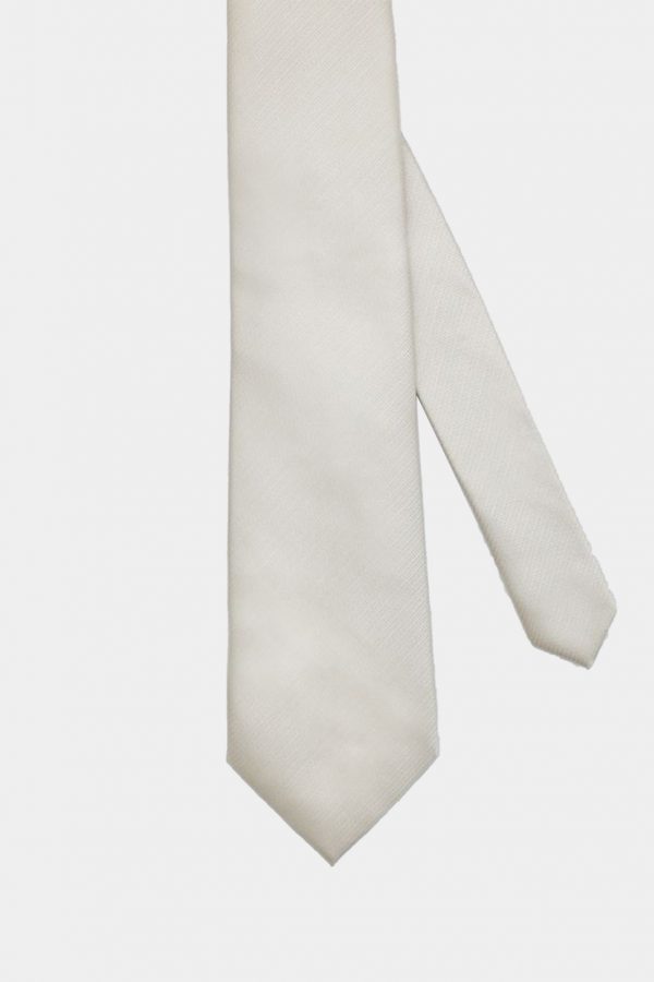 beige satin plain necktie dgrie