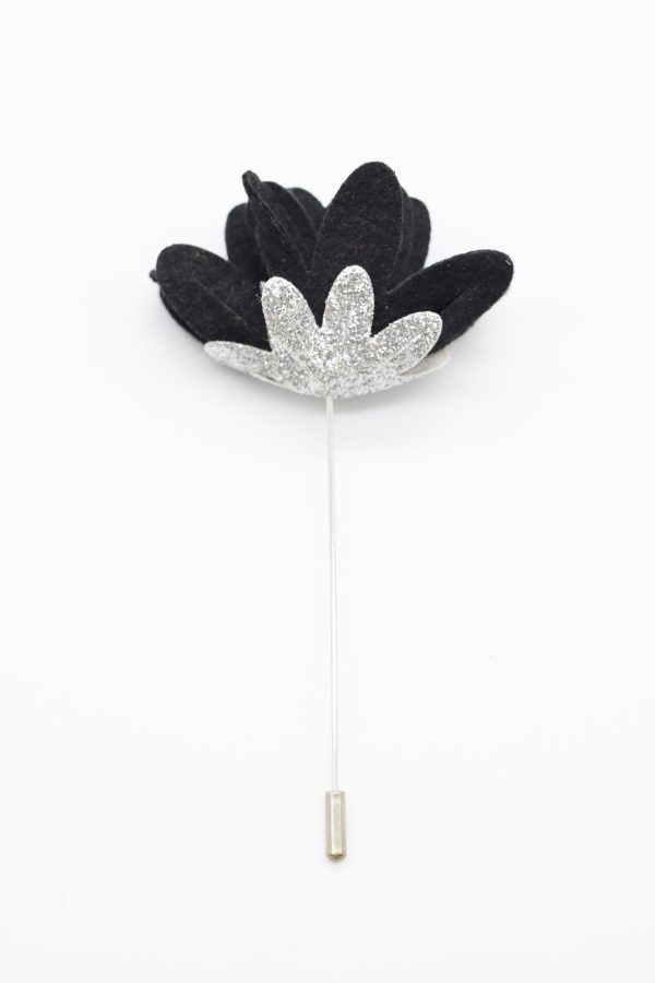 black glitter flower lapel pin dgrie