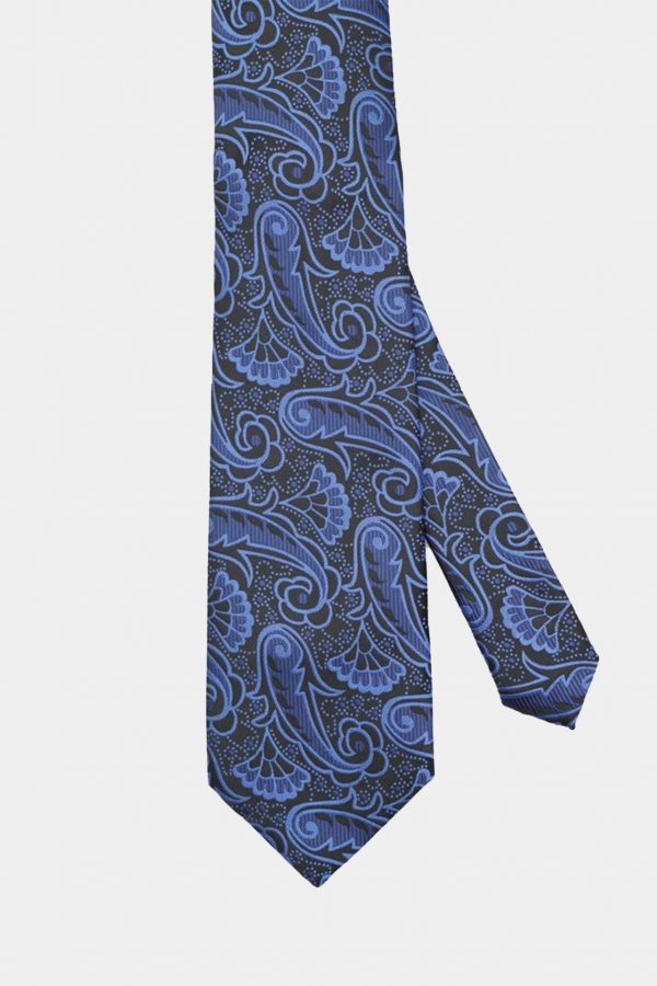 black paisley blue necktie dgrie