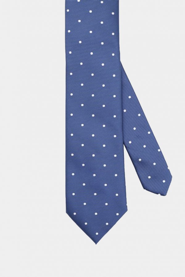 blue dot white necktie dgrie