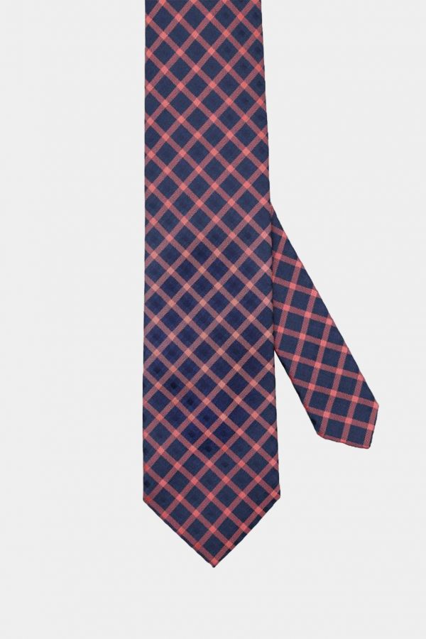 dark blue check red necktie dgrie