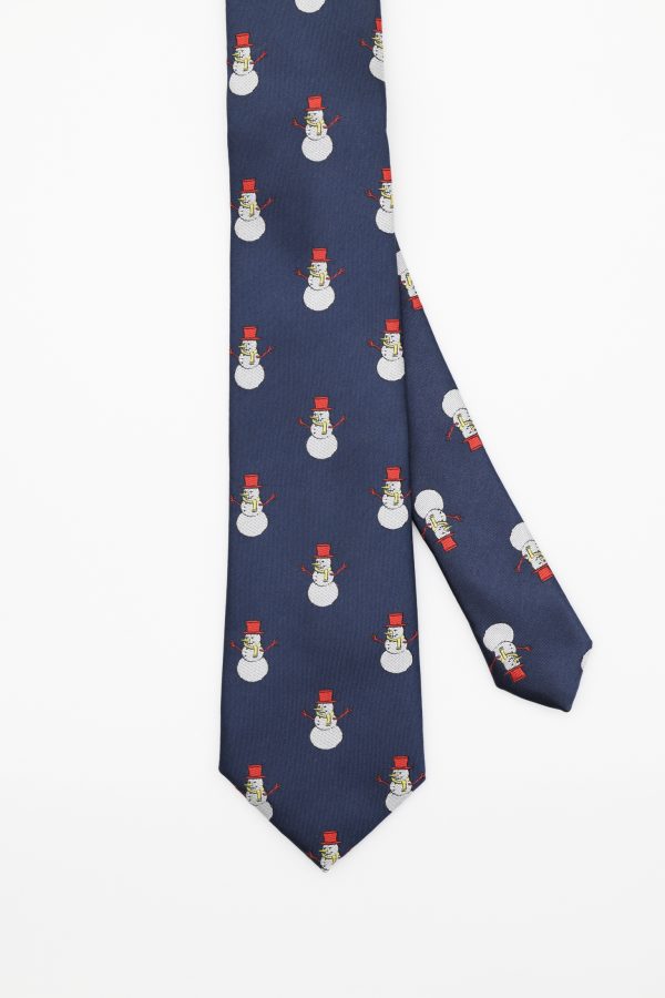 dark blue texture snowman necktie dgrie