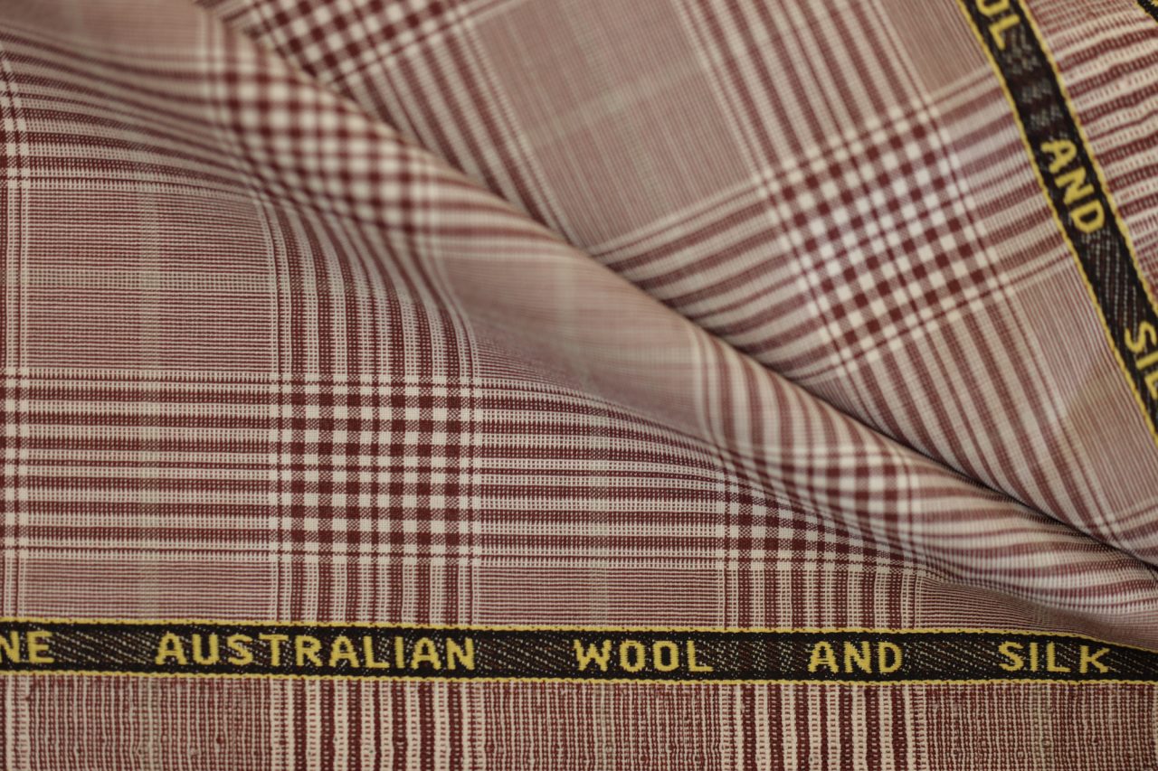 Custom Zegna Jacket Red Prince of Wales - 90% W / 10% S