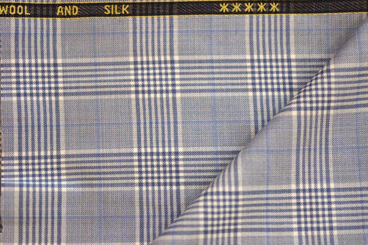 Custom Zegna Jacket Blue Prince of Wales - 90% W / 10% S