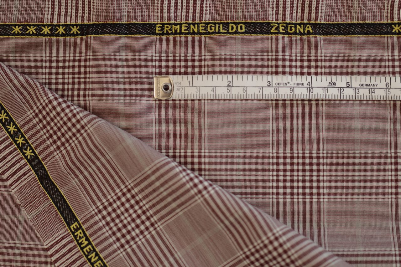 Custom Zegna Jacket Red Prince of Wales - 90% W / 10% S