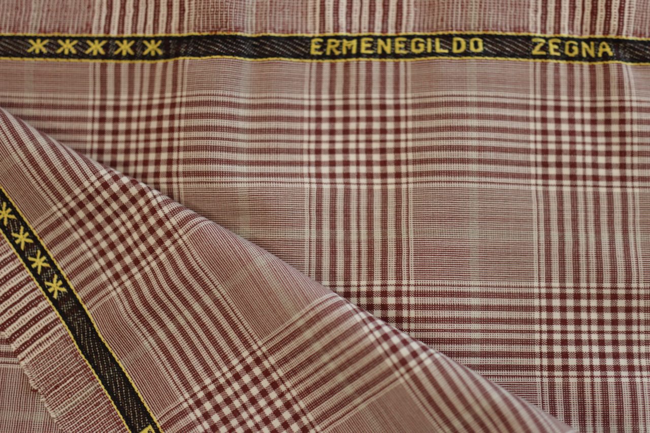 Custom Zegna Jacket Red Prince of Wales - 90% W / 10% S