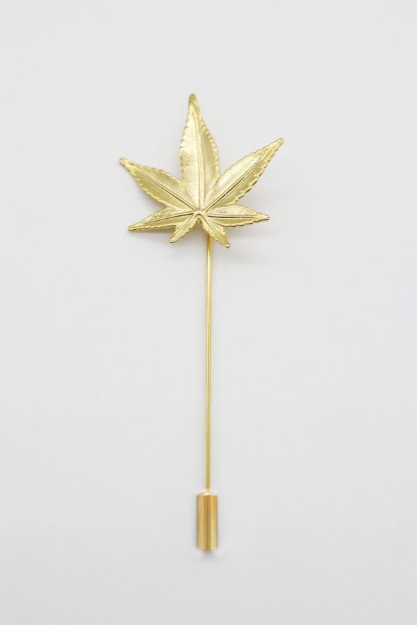 gold cannabis lapel pin dgrie