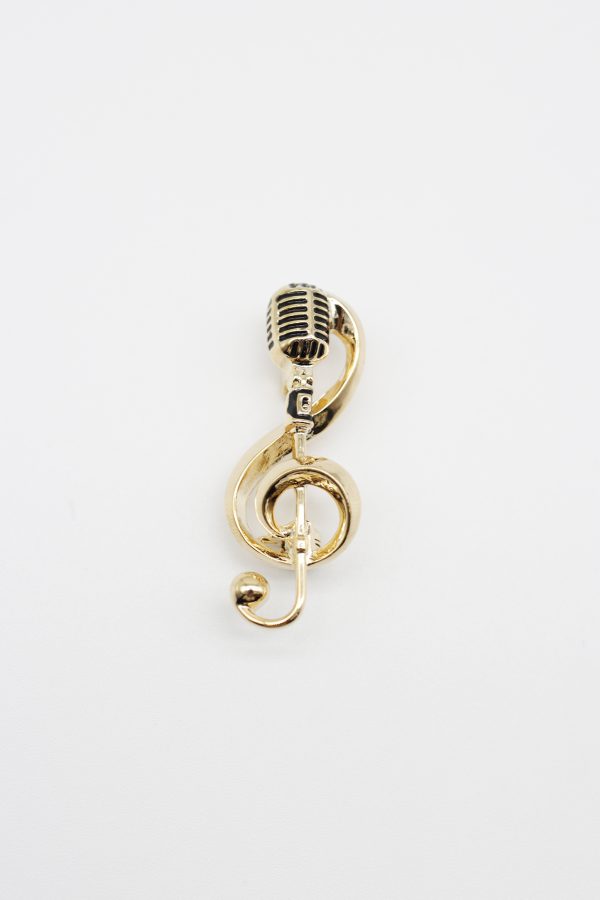 gold musical microphone brooch dgrie