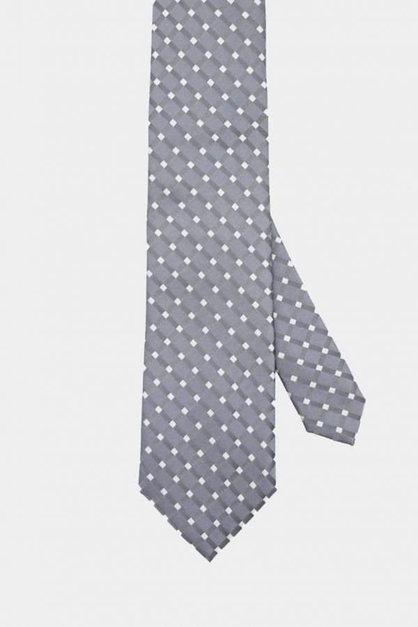 gray check white necktie dgrie