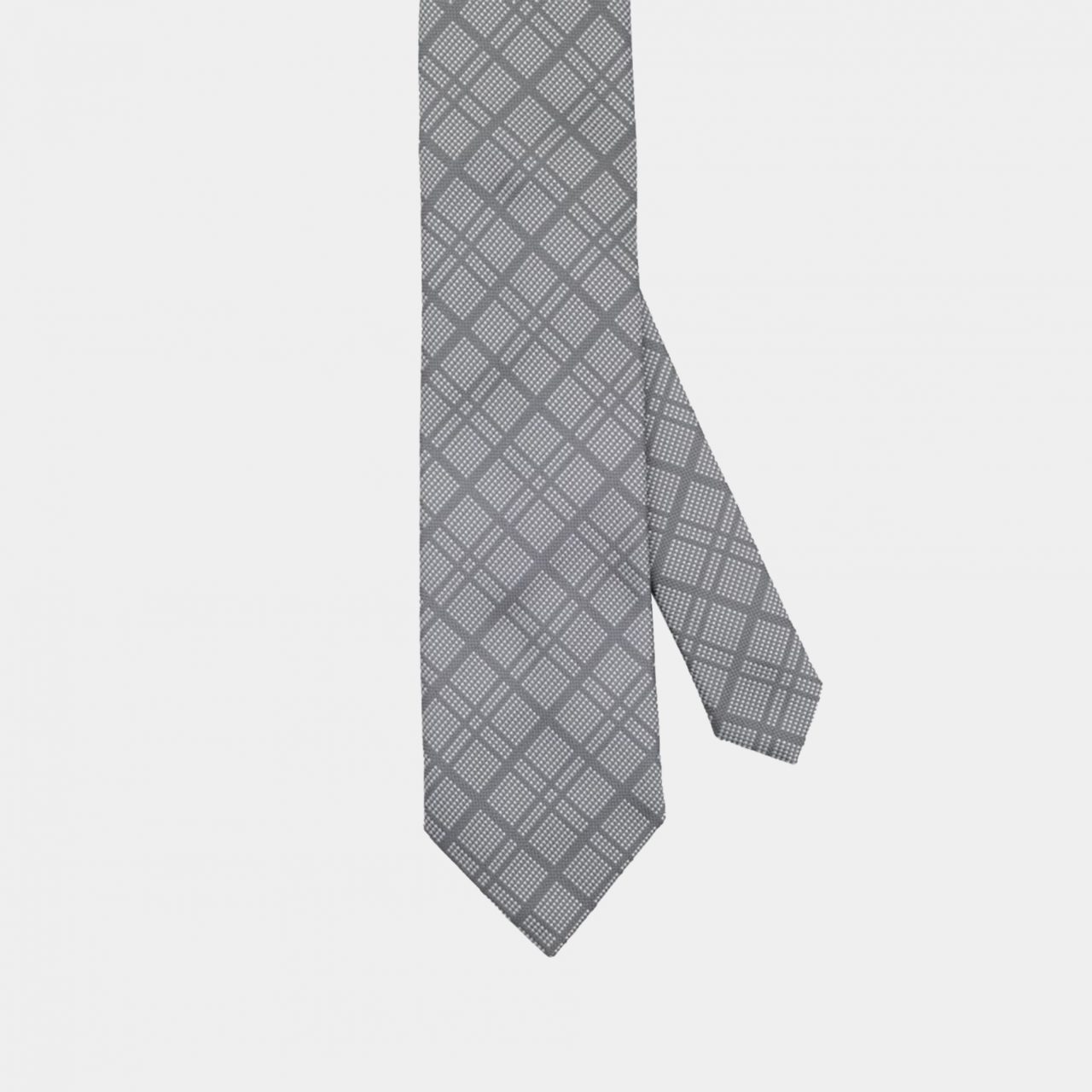 grey texture check necktie dgrie
