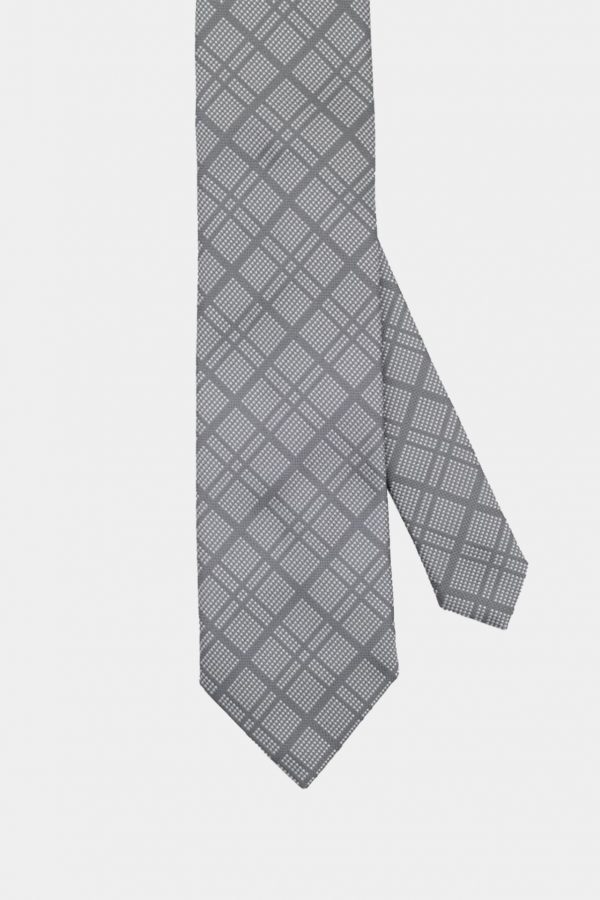 grey texture check necktie dgrie