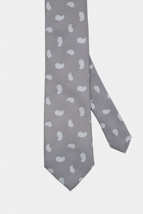 grey twill paisley necktie dgrie