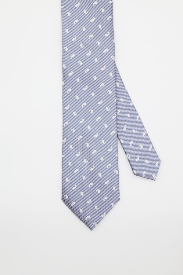light blue paisley white necktie dgrie