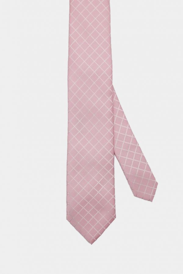 light pink check white necktie dgrie 3