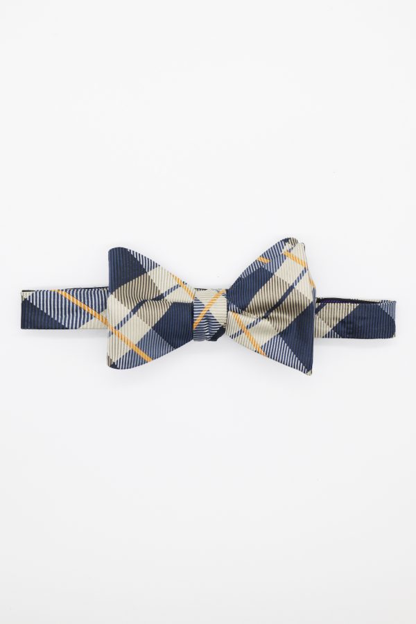 navy and beige check orange bowtie dgrie