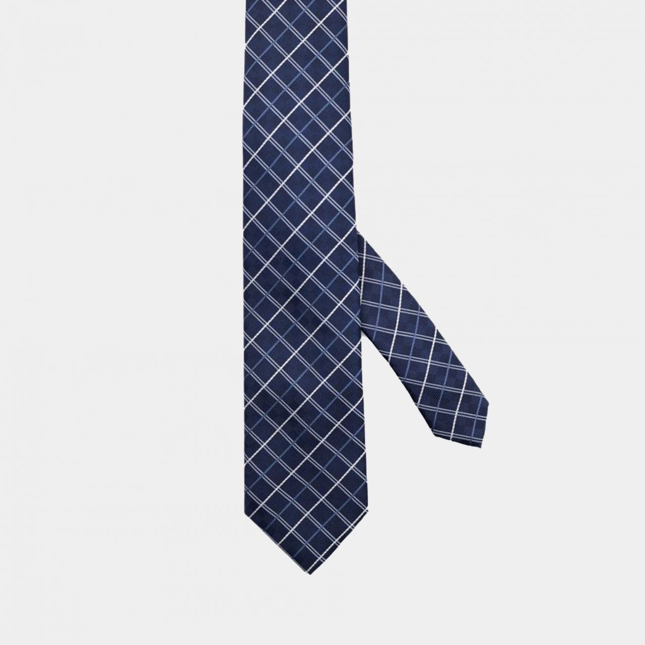 navy blue white check necktie dgrie