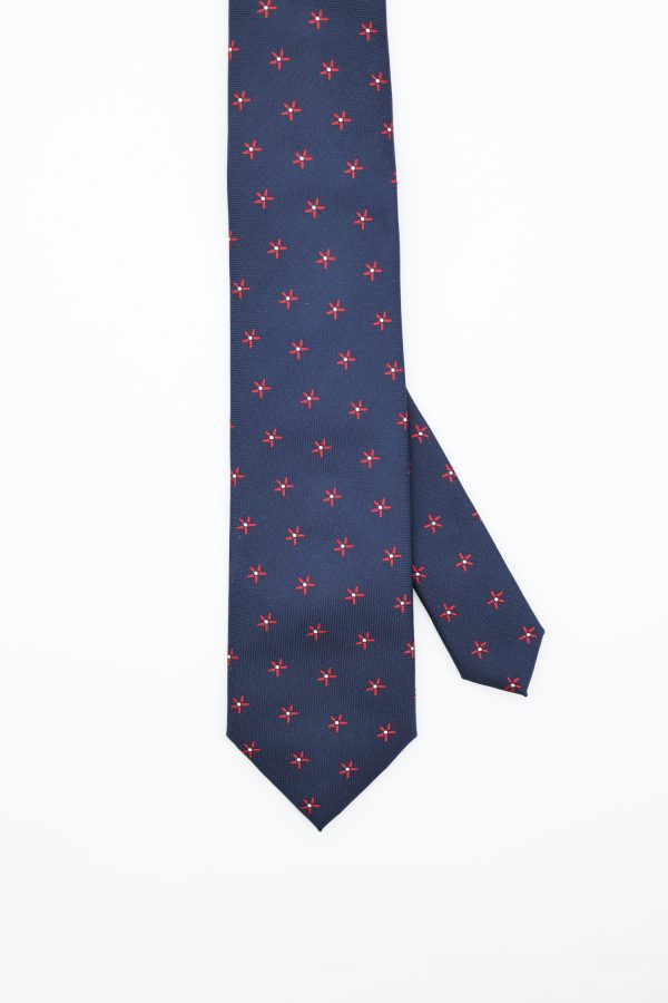 navy blue with red flower necktie dgrie