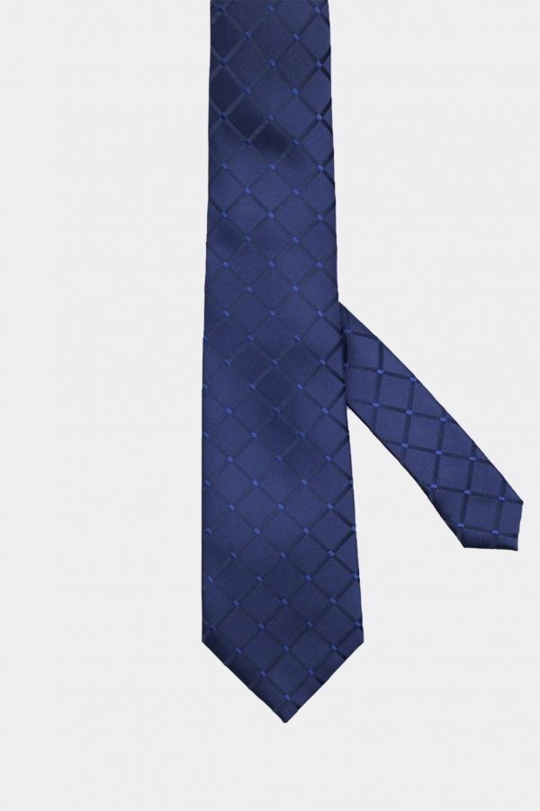 navy check texture necktie dgrie