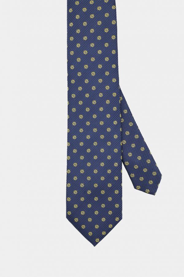 navy flower yellow necktie dgrie