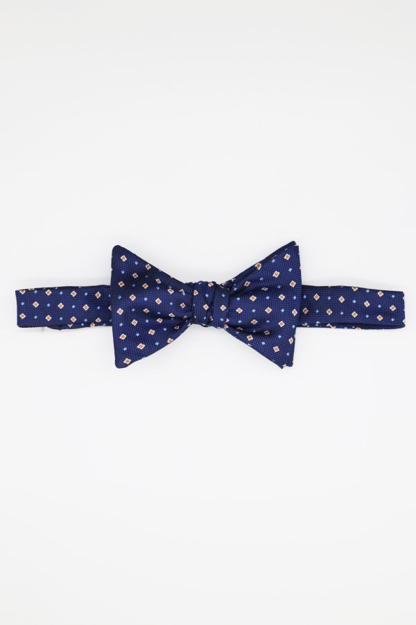 navy orange dot bowtie dgrie