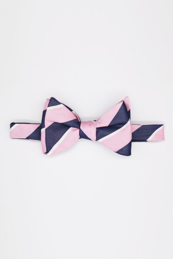 pink and navy pin stripe bowtie dgrie