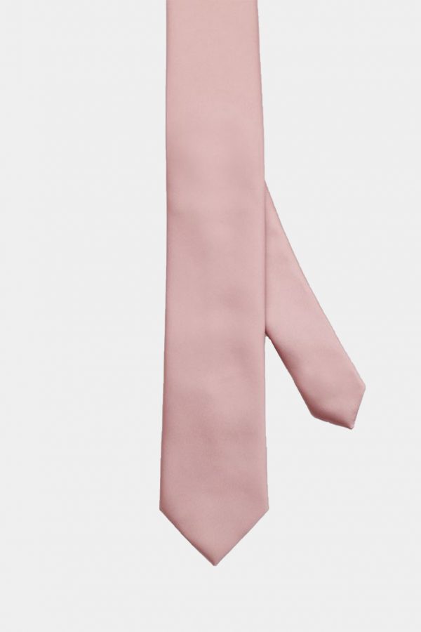 pink satin plain necktie dgrie