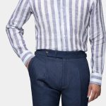 heavy navy stripe linen shirt dgrie 1