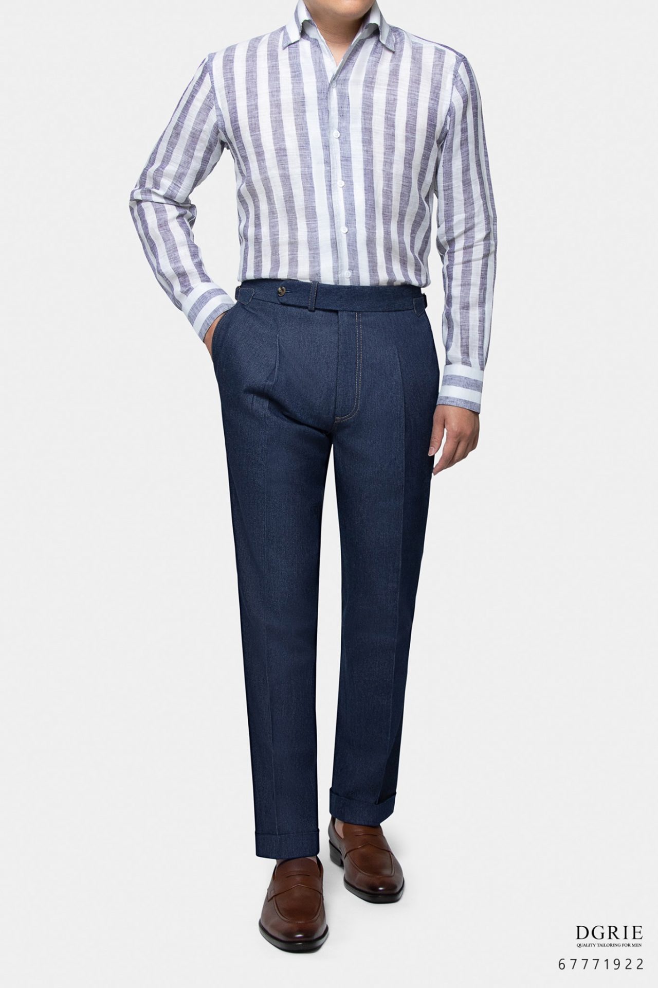 heavy navy stripe linen shirt dgrie 4