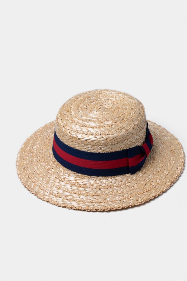 boater hat red strip ribbon dgrie