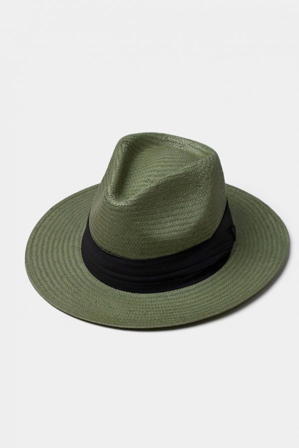 fedora olive green black ribbon hat dgrie