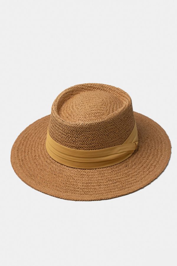 panama weave yellow ribbon hat dgrie