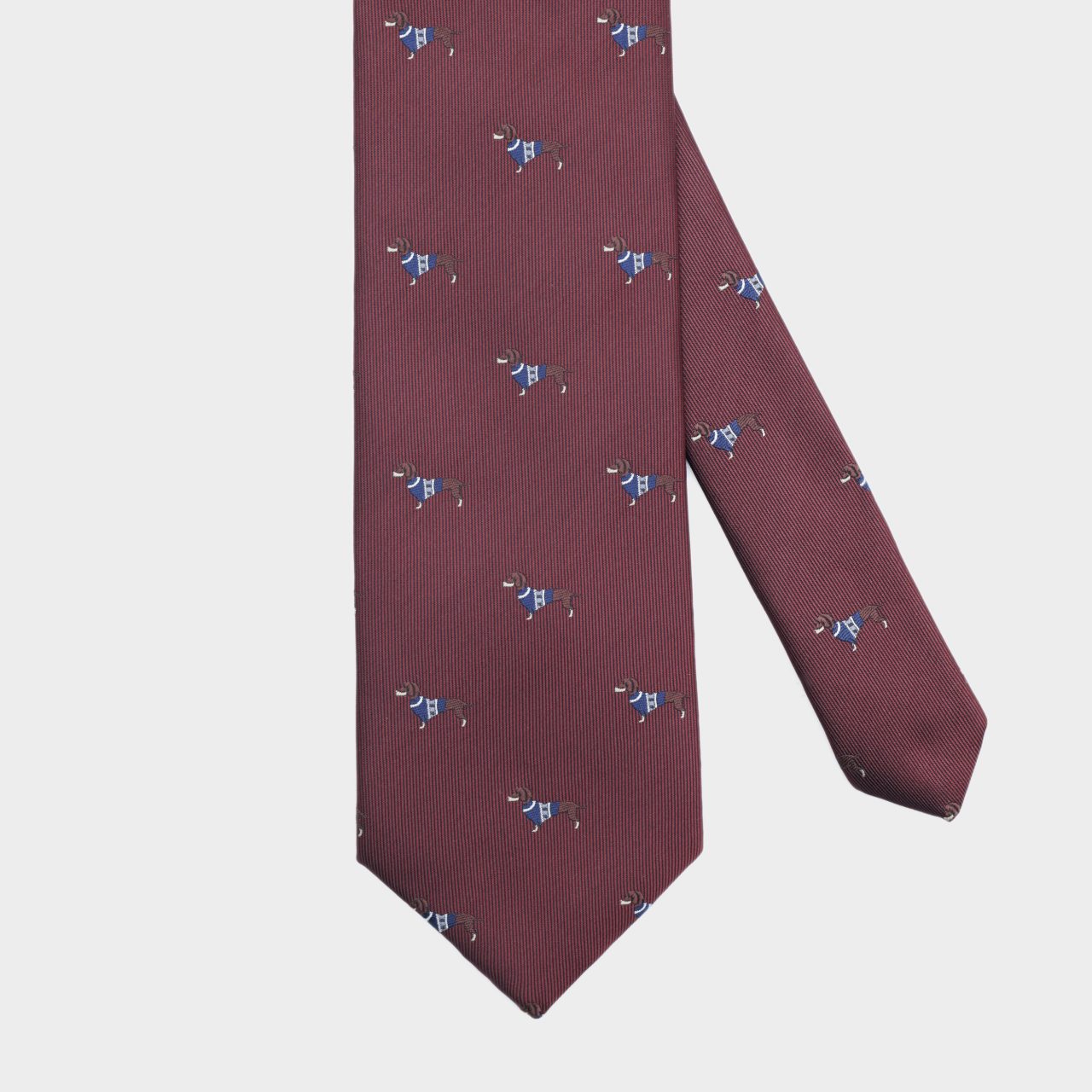 burgundy straight stripes dachshund necktie dgrie