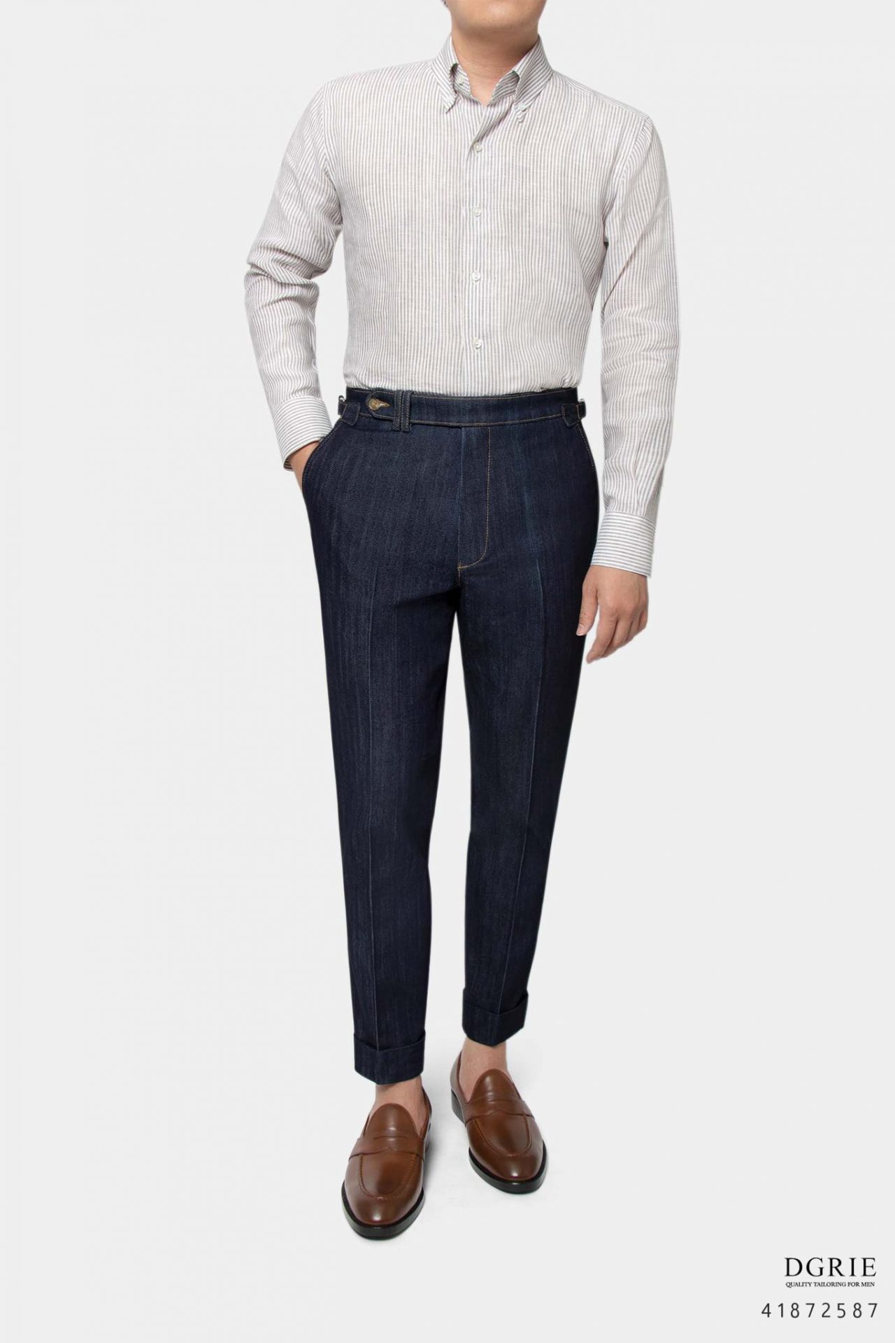 dgrie button down linen gray stripe shirt dgrie 1